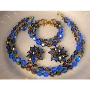 Vintage Parure Marvella Crystal Necklace Earring Bracelet Costume Jewelry